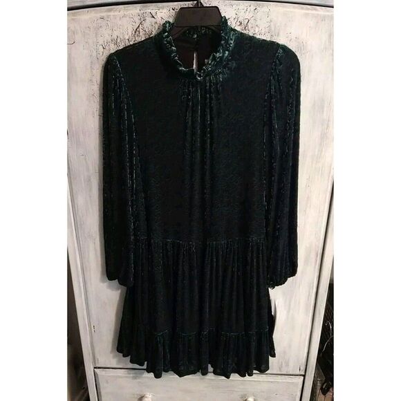 Maison tara Velvet   dress Size 16 boho Peasant Green - Picture 1 of 8